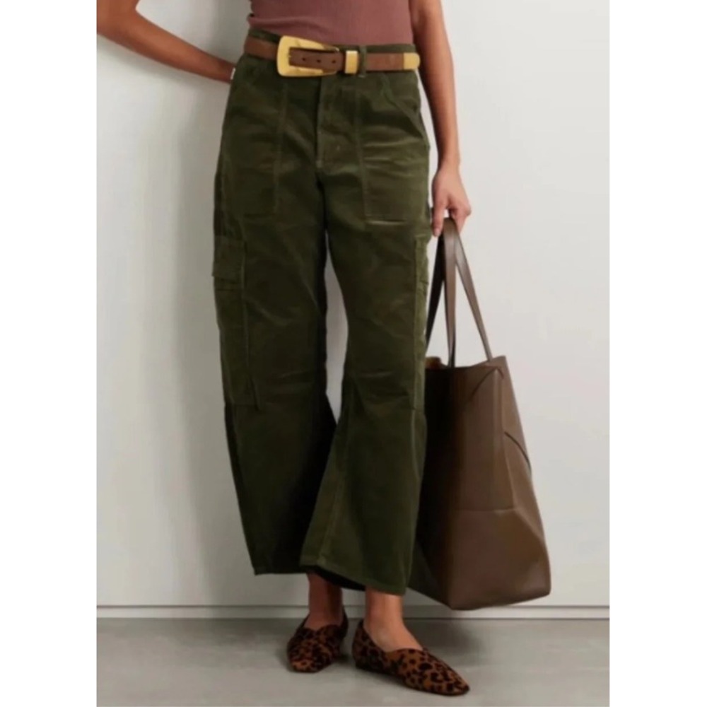 Citizens of Humanity Marcelle Corduroy Cargo Pants Women 26 Olive Green Utility